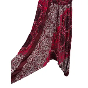 Bohemian Red Patterned Strapless Jumpsuit Small thumbnail 6