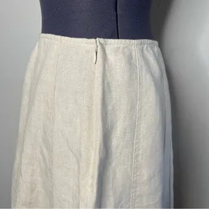 Vintage Charter Club Oatmeal Beige 100% Linen Paneled A Line Midi Skirt Coastal thumbnail 3