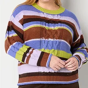 🌻🌻🌻BOGOHO 🌻🌻🌻St. John's Bay Cozy Purple and Brown Crew Neck Sweater-Large thumbnail 1