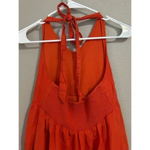 American Eagle Orange Cotton Linen Halter Neck Tiered Dress Women’s Size Medium thumbnail 6