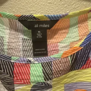 Ali Miles Women's Woven Top Geometric 3/4" Dolman Sleeves W/Ties Sz XL NEW Flowy thumbnail 3