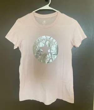 Converse Light Pink Tee with Metallic Silver Star thumbnail 1