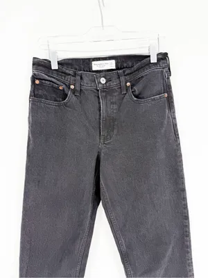 Abercrombie & Fitch 90s Straight Jeans Womens 27 Mid Rise Faded Black Denim thumbnail 5