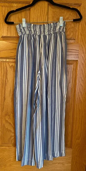 Hollister Womens S Elastic Waist Ultra High Rise Pants Navy White Resort Cruise thumbnail 3