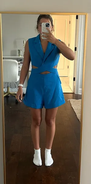 Sleeveless Cutout Blue Romper Size M thumbnail 1