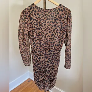 Zara Leopard Print Ruched Wrap Mini Dress M Bodycon Date Night Sexy thumbnail 7