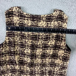 Talbots Petites Pure Silk Plaid Sheath Dress Women 10 Brown Beige Sleeveless‎ thumbnail 6