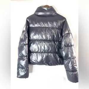 Old Navy M Metallic Dark Gray Puffer Jacket thumbnail 2