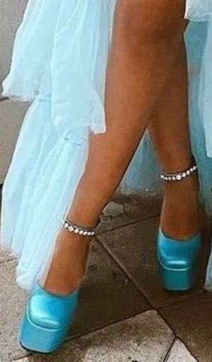 Blue Rhinestone Platform Pumps Size 8 thumbnail 2