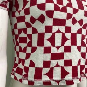 Free People FP Movement geometric red short sleeve cropped tee size XS thumbnail 3