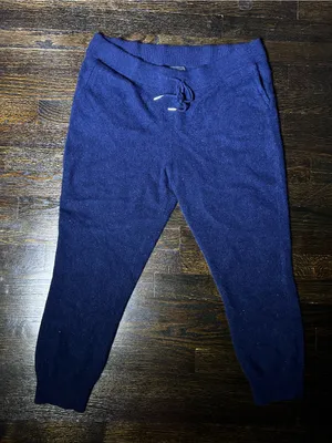 Quince Mongolian Cashmere Jogger Knit Pants True Navy Drawstring Waist Lounge XL thumbnail 2