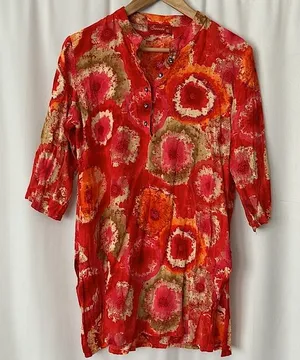 Saachi Colorful Floral 3/4 Sleeve Tunic Shirt Top **Size M** 🌸🌺🌸🌺 thumbnail 1