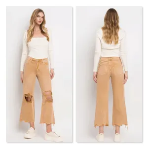 Vervet Kiss Of California Super High Rise 90's Vintage‎ Crop Flare Jeans W27 Tan thumbnail 2