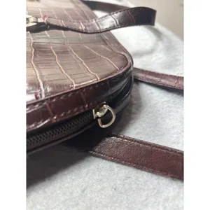 Coldwater Creek Laptop Tote Bag‎ Faux Croc Leather Woven Brown Shoulder Bag Work thumbnail 15