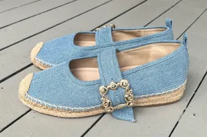 Sam Edelman Maddy Espadrille Mary Jane Ornate Buckle flats Montrose Blue Denim~9 thumbnail 1