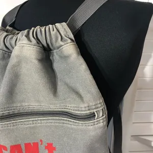 Y2K Goth Grunge Gray Canvas Backpack thumbnail 6