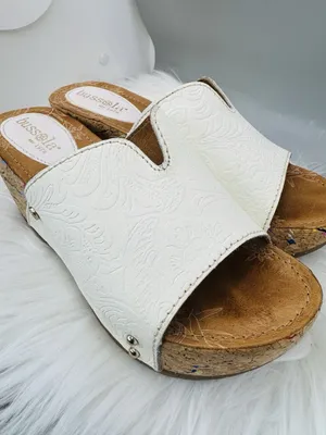 Bussola Formentera Sandals Womens 37 Strappy Wedge Heel Embossed Leather Artisti thumbnail 4