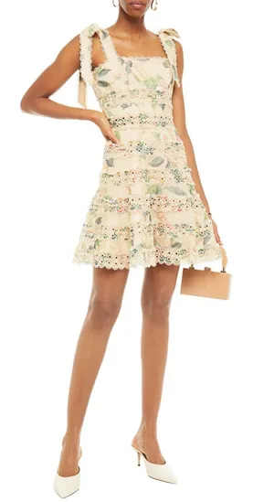 Goodnight Macaroon Dolly Cream Floral Broderie Anglaise Mini Dress Medium thumbnail 1