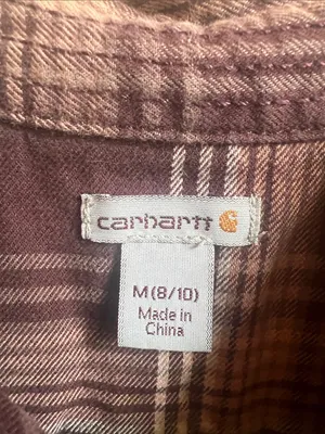 Carhartt Plaid 1/3 Button-Down pullover Shirt 100% cotton workwear shirt thumbnail 2