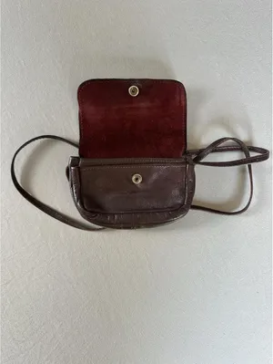 Vintage Brown Leather Mini Crossbody Purse Snap Closure Boho Small Bag thumbnail 2