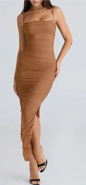 House of Cb Fornarina Ruched Mesh Maxi Dress thumbnail 1