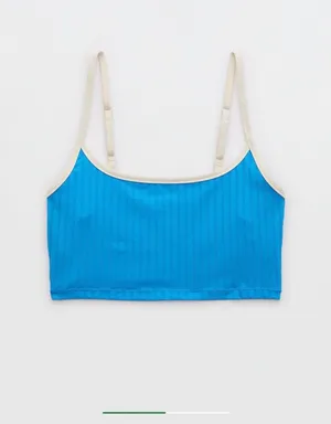 Aerie Real Good Blue Ribbed Scoop Bikini Top thumbnail 4