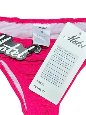 Motel Rocks Shani Bikini Bottom in 80s Crinkle Pink Size Small NWT thumbnail 3