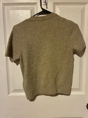 Abercrombie & Fitch Short Sleeve Knit Top in Taupe wool blend thumbnail 5