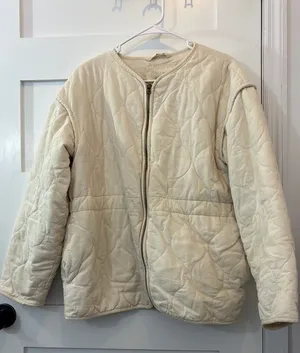 Universal Threads Beige White Jacket Large Zip Up  thumbnail 1