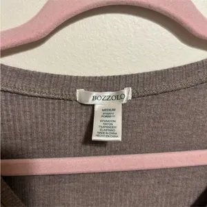 Bozzolo Chocolate V-Neck Ribbed Tee thumbnail 3