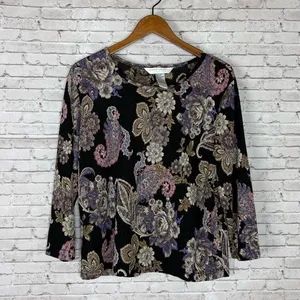 Vintage Dark Bohemian Paisley Sheer Long Sleeve Top thumbnail 2
