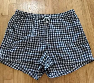 Quince 100% European Linen Shorts Classic Mini Gingham Sz XL thumbnail 1