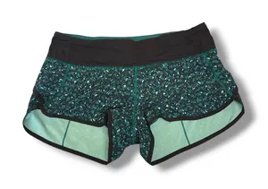 Lululemon Speed Short 2.5" Womens 6 Black Teal Running Athletic Shorts Print thumbnail 1