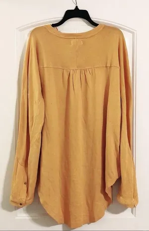Free People Henley Long Sleeve Top Sweater, Size XL New with Tag Retail $108 thumbnail 4