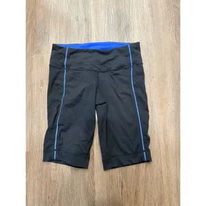 Lululemon Black Blue Contrast Piping Biker Shorts Size‎ 6 Athletic Yoga Running thumbnail 3