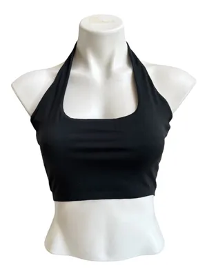 RAYN Halter Crop Top Black Medium NWT thumbnail 1