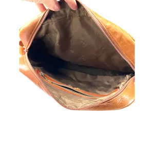 Vintage 90's Lladro purse Bag Shoulder Crossbody Woven Leather Brown Brass thumbnail 6