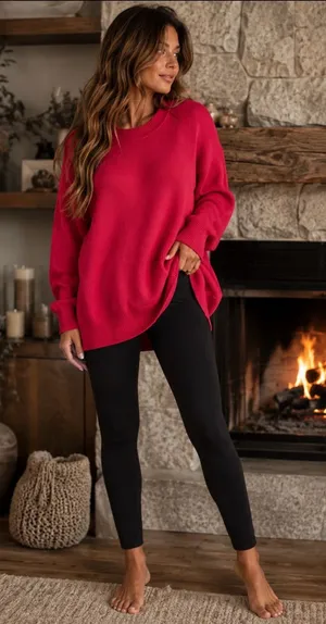 Free People Oversized Crewneck Sweater in Pink thumbnail 1
