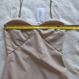 NWT Heiress Beverly Hills Seasonless Diamante Trim Mini Dress XS Beige Nude thumbnail 13