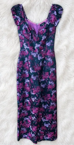 Lulu's Black Floral Maxi Jumpsuit with Purple Bloom Print thumbnail 1
