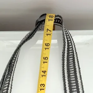 Black‎ Gray Striped Woven Crossbody Bag Multi-Pocket Travel Purse Boho Grunge thumbnail 11