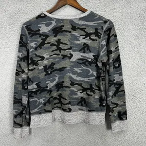 Sundry‎ Sweatshirt 0 Grey Camo Knit Zip Side Streetwear Casual Chic Lounge Top thumbnail 8