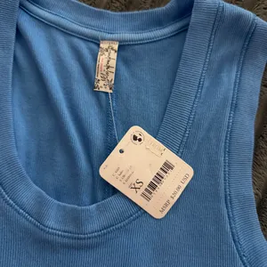 Free People U-Neck Blue Ribbed Tank Top thumbnail 4