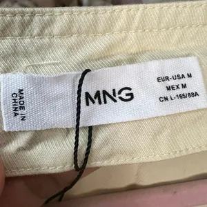 Mango Button‎ Up Belt Jumpsuit Cream Beige Size Medium Square Neck Feminine thumbnail 4
