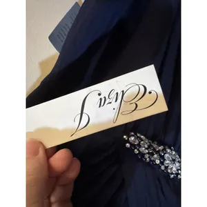 NEW Eliza J High Low Chiffon Rhinestone Embellished Waist Dress Size 8 Navy thumbnail 6