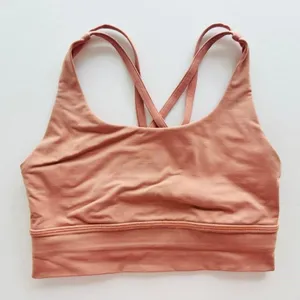 Lululemon Energy Bra Long Line Peach Pink Size 4 Strappy Back Yoga Gym Run thumbnail 1