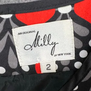 Milly Sheath Dress 2 Black Gray Red Silk Geometric‎ Sleeveless Modern Chic Party thumbnail 13