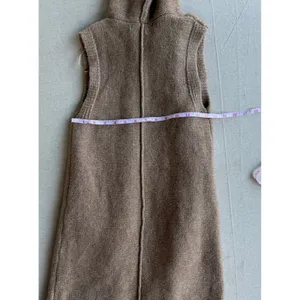 Tahari Womens Camel Tan Wool Blend Sleeveless Hooded Sweater Vest XS Longline thumbnail 10