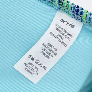 Aerie Space Dye Pique V Scoop Bikini Top Size Small Swimwear Blue Green Beachy thumbnail 4