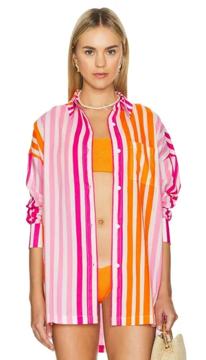 BEACH RIOT Alexa Top Sunset Stripe Button Down Small/Medium‎ thumbnail 1